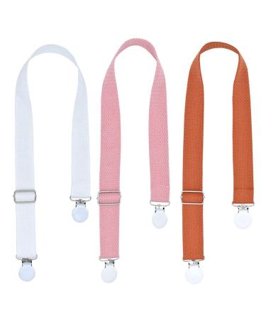 3 pieces of multi-purpose clips baby silent cover clips saliva towel double clamp toys-anti-drop-clip adjustable braid dental bib holder clip napkin holder (orange/white/pink)