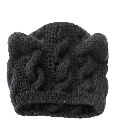 Woolen Eaves Ear No Winter Warm Hat Womens Hairball Knitted Hat Baseball Caps Cute Hats for Women Baseball Cap B-black One Size