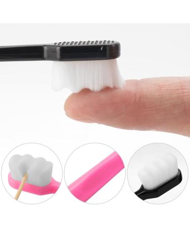 Sibba 4 Pack Extra Soft Micro Nano Manual Toothbrush for Sensitive Gums | Ultra-Bristles & Conical Design - Individually Packaged (Black Pink Blue White) - Ideal for Gum Care Adults - Buy Online on GoSupps.com