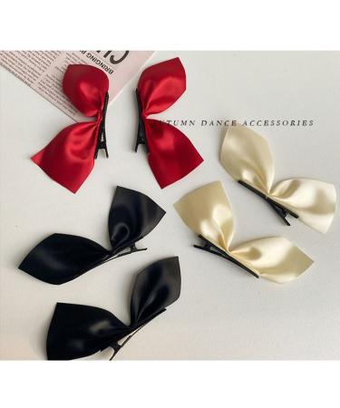 Side Hair Clips Bow Satin Ribbon Hair Clips for Women Girls Hair Accessories Red Black Bowknot Hairpin Hair Bow Side Clips 3 Pairs
