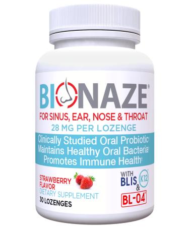 Bionaze Oral Probiotic BLIS K12 & BL-04 for Sinus Tonsil Stones Bad Breath Post Nasal Drip Throat Mouth Teeth & Digestion - Improve Oral & Upper Respiratory Health (1 Pack) 30 Count (Pack of 1)
