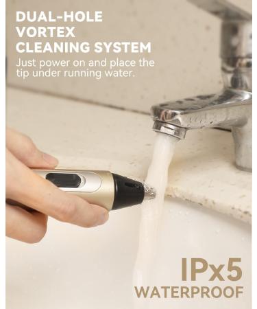 Unibono Ear and Nose Hair Trimmer Kit with Dual-Hole Vortex Cleaning System - Rechargeable Facial Grooming Tool for Men and Women, Wet/Dry Use, Gold - Buy Online on GoSupps.com