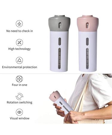 CHIVENIDO 4 in 1 Travel Dispenser Shower Bottles - 2 Pack Refillable Lotion Shampoo Gel Bottles (Pink+Gray) - Buy Online on GoSupps.com