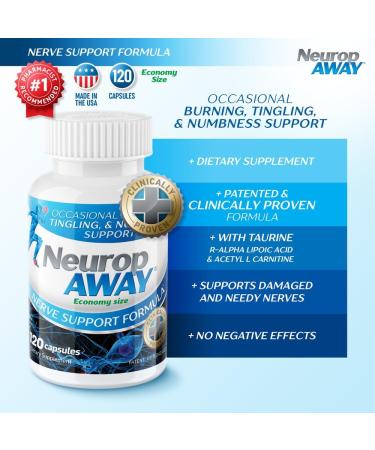 NeuropAWAY Nerve Support Supplement R-Alpha Lipoic Acid to Help Provide Nerve Relief and Health in as Little as 5 Days Acetyl-L-Carnitine Taruine Vitamin B12 L-Citrulline 120 Capsules 120 Count (Pack of 1) - Buy Online on GoSupps.com