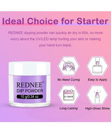 REDNEE 22 Pcs Dip Powder Nail Kit Starter | 12 Colors Pink Gray Blue Dipping Set with Gel Liquid | Includes 5 Manicure Tools | Classy Color | Dipping Essential Travel Kit - RE07 - Buy Online on GoSupps.com