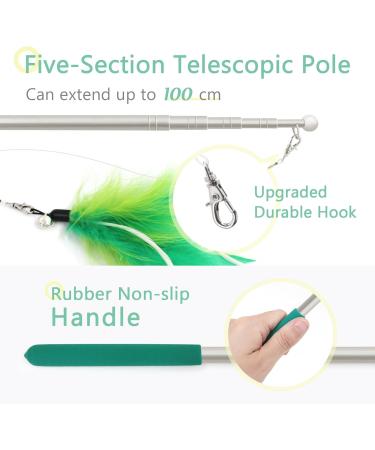 Songway Interactive Cat Toys Set with Retractable Feather Sticks & Replacement Springs | Perfect Cat Toys for Playtime - Green - Buy Online on GoSupps.com