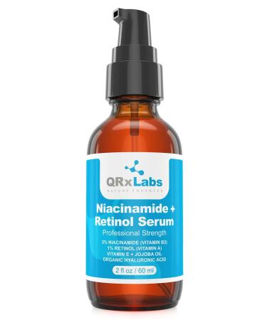 5% Niacinamide (Vitamin B3) + Retinol Serum - Ultimate Anti-Aging Wrinkle Reducing Treatment - Fights Acne Breakouts and Fades Blemishes & Spots - Reduces Pore Size & Tightens Skin - LARGE 2 oz bottle