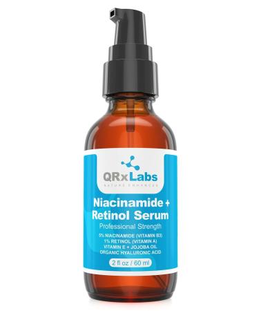 5% Niacinamide (Vitamin B3) + Retinol Serum - Ultimate Anti-Aging Wrinkle Reducing Treatment - Fights Acne Breakouts and Fades Blemishes & Spots - Reduces Pore Size & Tightens Skin - LARGE 2 oz bottle - Buy Online on GoSupps.com