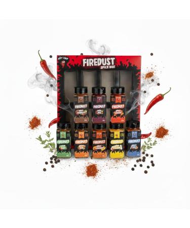 HOT CHIP HOT CHIP Firedust Firedust Spice Gift Box 8 x 73g Spice Mix - Pizza BBQ Fish Potatoes Spices & More - Spicy Cheese Spices with Paprika and Celery - Perfect for