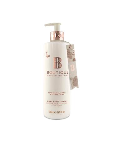 Boutique Mandarin Basil & Grapefruit Hand & Body Lotion Hydrates and Nourishes Skin Leaves Skin Soft and Supple 500ml fresh