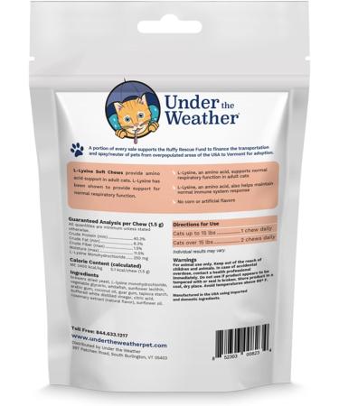 Under the Weather Pet Daily Cat L-Lysine | 60 Soft Chews | Vet Formulated & All Natural | Immune Support for Cats - Buy Online on GoSupps.com