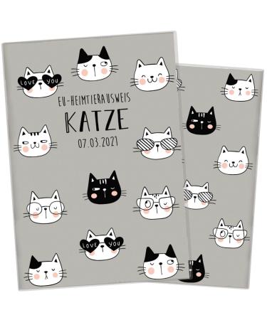Wilhelm Fell case for the EU pet ID card for animals I personalized with names or date of birth i personal gift idea for pet owners I protective cover for the pet ID card (cat) EU home-making card personalized cat