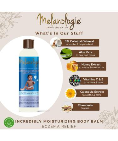 Melanologie Incredibly Moisturizing Body Balm Eczema Relief with 3% Colloidal Oatmeal Aloe Shea Butter Calendula Vitamins C & E Hypoallergenic 12 fl. oz - Buy Online on GoSupps.com