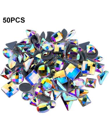 dijiusidy 50 Pieces Glass Crystal Set Eye-catching Personalized Nail Art Rhinestones DIY Handcraft Manicure Accessories for Card Making Crystal White AB - Buy Online on GoSupps.com