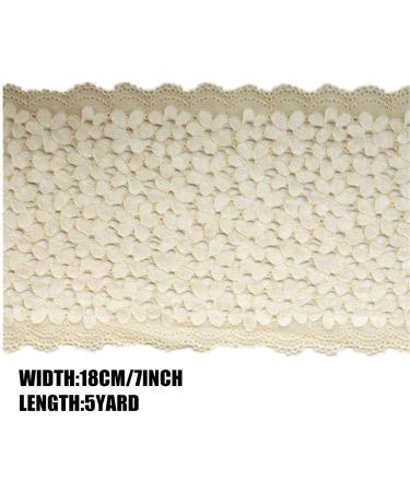 5 Yards Forget-me-not Floral Lace Ribbon - Stretchy Embroidered Tulle Trim for Sewing, Hair Accessories, Crafts & Wedding Decor - Beige - Buy Online on GoSupps.com