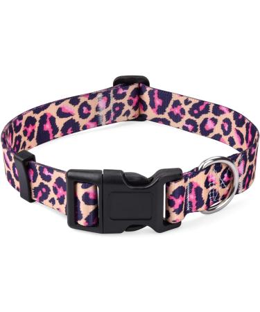 Mihqy Adjustable Dog Collar - Soft & Comfortable Bohemian Design for All Dog Sizes - Pink Leopard Pattern - Buy Online on GoSupps.com