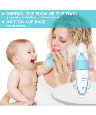 Silicone Baby Food Donor Spoon - Squeeze Feeder for Infants & Toddlers | Blue Baby Spoon Bottle - Buy Online on GoSupps.com
