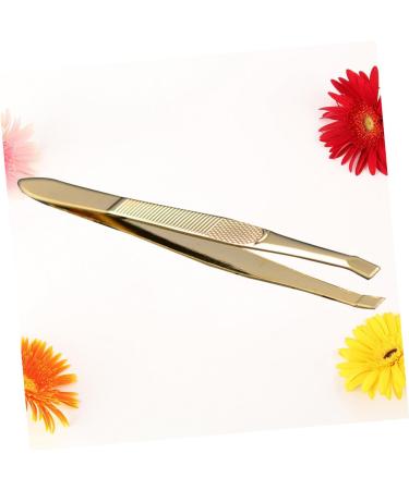 Tweezers Eyelashes Extension Clip Eyebrow Clip Flat Extend medium Golden - Buy Online on GoSupps.com