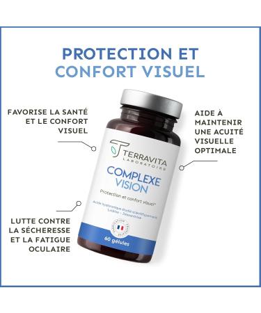 ComplexVision | Dry and Tired Eyes Food Supplement | Patented Hyaluronic Acid Lutein Zeaxanthin Blueberry Vitamins and Zinc Bisglycinate | 60 Capsules | Made in France Terravita - Buy Online on GoSupps.com