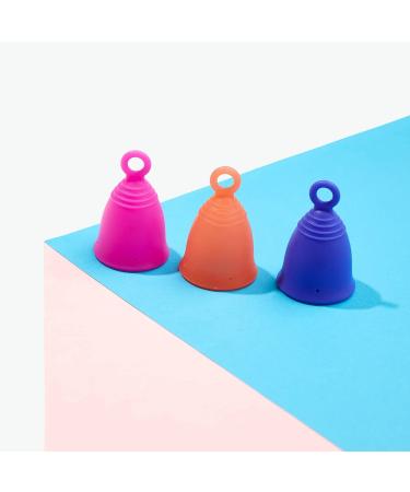 Silicone Ring Menstrual Cup with Loop Stem - Reusable 12 Hour Tampon Alternative - Soft Peach Medium Size - Buy Online on GoSupps.com