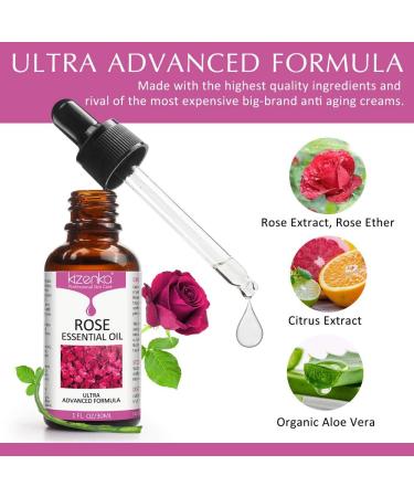 OEWWEX Rose Essential Oil for Face Skin Oil with Vitamin C/E/B3 Retinol Hyaluronic Acid for Smoothing Anti Aging Wrinkles and Moisturizing Skin Body Apply for Aromatherapy and Relaxation 30ml - Buy Online on GoSupps.com