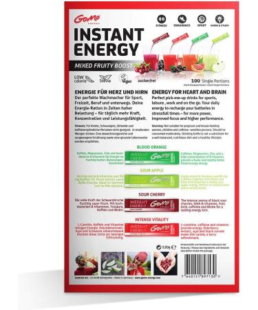 GoMo ENERGY Fruity Energy Variety Blend Sugar Free Powdered Drinks Caffeine Vitamins Minerals & Herbal Extracts Stevia Eaten Per 250ml Drink Blend of 100 - Buy Online on GoSupps.com