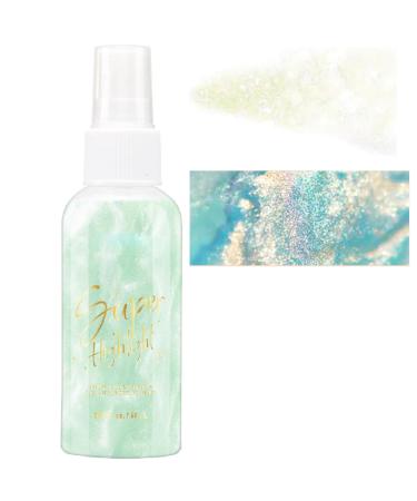 Body Glitter Spray Moisturizing Liquid Highlighter Quick-Drying Non-Sticky for Woman Face Hair Body Glitters Shiny Makeup. (Bright Green)