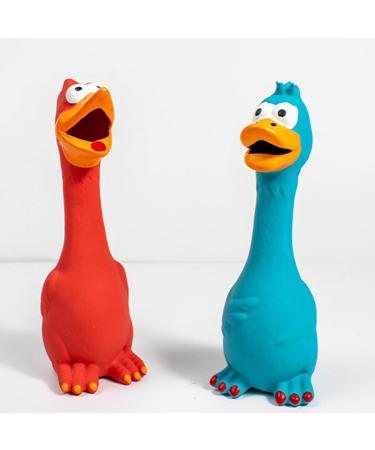 XFly Rubber Screaming Chicken Toys for Dogs - 2 Piece Squeaky Decompression Toys (Red & Blue) - 20cm Teeth Cleaning Fun - Buy Online on GoSupps.com