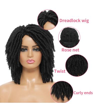 Dreadlock Synthetic Braiding Short Wig | Crochet Twist Braids Afro Curly Wig for Black Women | 6 inch 1B Color - Buy Online on GoSupps.com