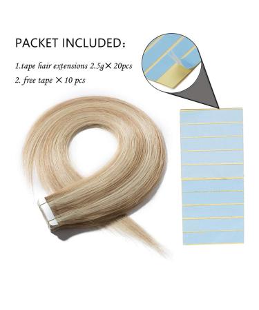 SEGO Tape Extensions | 100% Remy Hair | 20 Pieces + 10 Free Tapes | Honeyblond #18P613 | 12 (30cm) | Hair Extension Adhesive - Buy Online on GoSupps.com