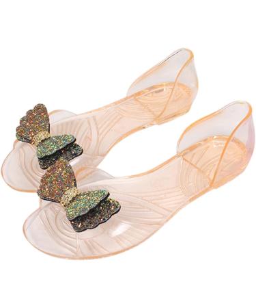 HSYHKDSY Women's Flat Sandals - Sparkly Glitter Casual Summer Shoes Comfortable Holiday Footwear Size 5 UK Orange - Buy Online on GoSupps.com