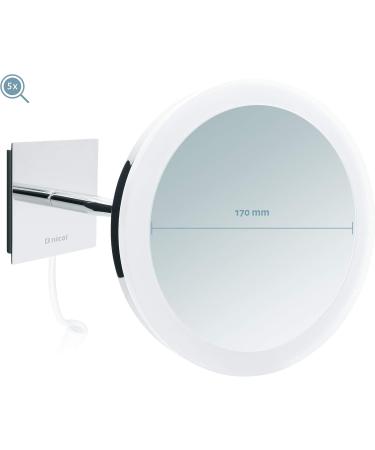 Nicol 4027000 SARA LED Cosmetic Mirror - 5x Magnification Wall Mirror with Movable Gooseneck | International Shipping - Buy Online on GoSupps.com