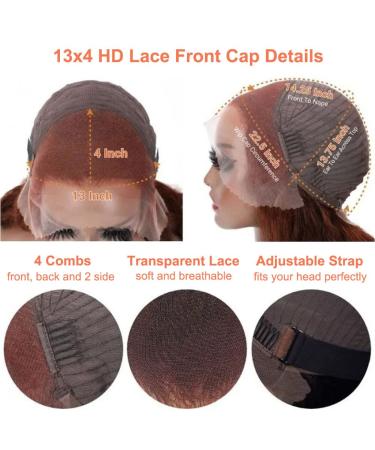 Wavymy Reddish Brown 18 Lace Front Human Hair Wig | Auburn Color 33 | 180% Density | HD Lace Frontal | Pre-plucked with Baby Hair for Black Women - Buy Online on GoSupps.com