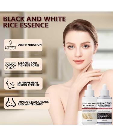 2PCS Rice Exfoliating Ampoule Set Black & White Rice Peel Shot Glow Rice Ampoule Duo Gentle Peel + Pore Minimizing & Deep Hydration for All Skin Types - Buy Online on GoSupps.com
