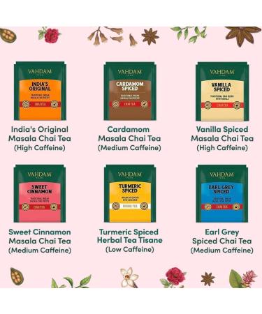 Vahdam Chai Tea Variety Pack | 6 Flavors 60 Pyramid Bags | Indian Masala Chai Blends | Perfect Gift for Tea Lovers - Buy Online on GoSupps.com