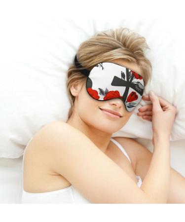 Ankh and Red Roses Sleep Mask - Adjustable Strap Eye Cover for Sleeping, Blocking Light - Men and Women - Ideal for Night, Travel, Nap - Buy Online on GoSupps.com