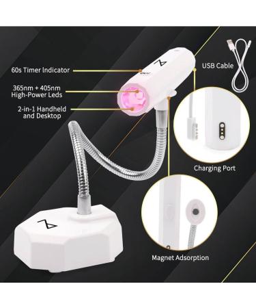 M-CuraLite 2-in-1 Nail Lamp Handheld & Desktop UV/LED Flash Cure with Focus Beam for Gel X & Acrylic Portable Adjustable Ideal for Soft Gel Tips & Nail Repair (White - Buy Online on GoSupps.com