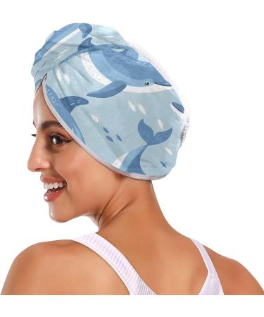 Dolphins Pattern Hair Towel 2 Pack - Super Absorbent Quick Dry Hair Turbans for Women & Girls | Perfect Hair Drying Solution - Buy Online on GoSupps.com