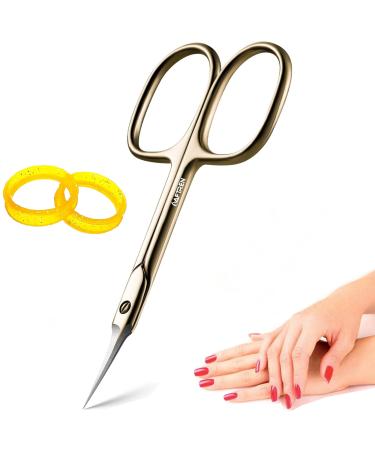 Cuticle Scissors Precision Manicure Beauty Nail Scissors for Small Children Cuticle Nipper Professional Stainless Steel Scissors for Men Women 3.7 Inch Gold