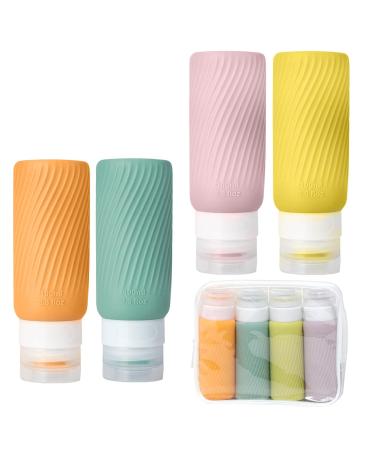 Vikrami lighting Toiletries Travel Bottle Shampoo Conditioner Lotion Travel Accessories 4-Piece Set Portable 100ML Portable Travel Container Set BPA Free Leakproof Squeezable Travel Container