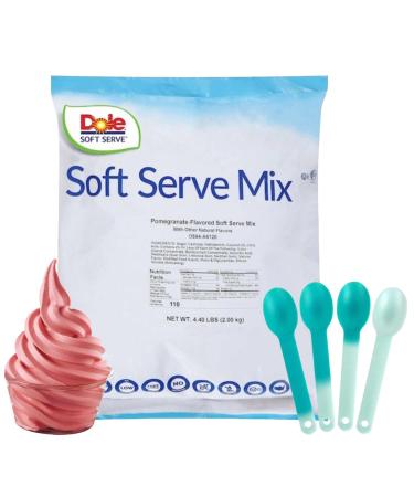 ZippySweets - Soft Serve Ice Cream Machine Mix Pomegranate Flavour Soft Serve Mix 4.4 Pound Bag and 4 Pack Colour Changing Spoons Ideal for Home and Commercial Use Ice Cream Machine