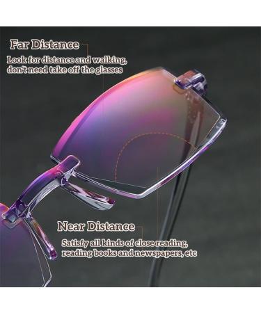 Zukky Bifocal Borderless Reading Glasses for Women & Men - Blue Light-Blocking Rectangular AM09 (Black 2.5x) - Buy Online on GoSupps.com