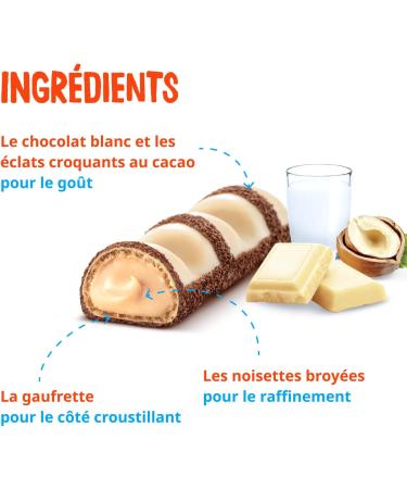  Kinder Kinder Bueno White - Thin Wafer Coated in White Chocolate with a Milk and Hazelnut Center - Soft and Crispy Biscuit - Sharing Size - 30 x 2 Bars (39g) - Buy Online on GoSupps.com