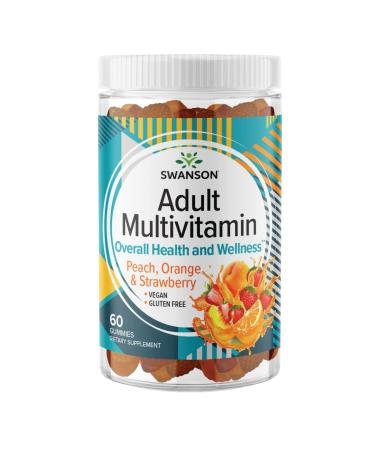 Swanson Mixed Fruit Multivitamin Adult Gummies - Daily Supplement Promoting Overall Health & Wellness - All Natural Formula to Help Support Healthy Growth & Development - (60 Gummies)
