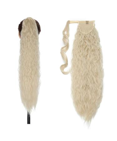 66cm fashion ponytail hair extension wrap around around extension long corrugated curly hair fluffy ponytail bleached blond hydrogen blonde