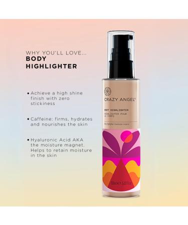 Crazy Angel Vegan Body Highlighter High Gloss Shimmer with Buildable Pigment Splash Resistant Made in the UK 150ml - Buy Online on GoSupps.com