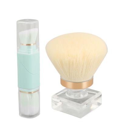 Loose Powder Brush 2 Pieces Double Ended Makeup Brush Rounded Fluffy Hair for Liquid