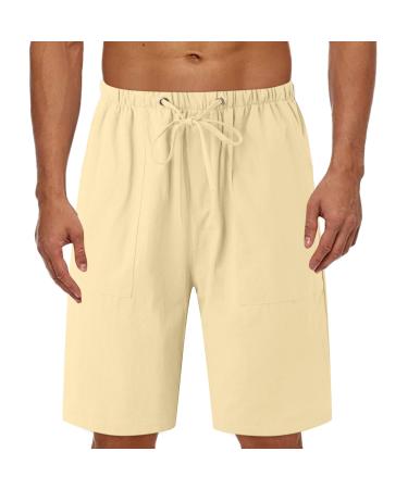 Makalon Graphic Shorts for Men Mens Casual Shorts Spring Pocket Sports Summer Bodybuilding Cotton Linen Short Pants Khaki X-Large