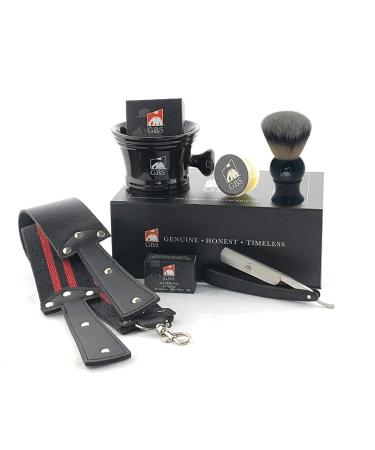 Buy G.B.S Wood Straight Razor & Complete Shaving Kit - Beard Grooming Box with Mug Natural Soap Brush Alum Block Strop - International Shipping Available - Buy Online on GoSupps.com