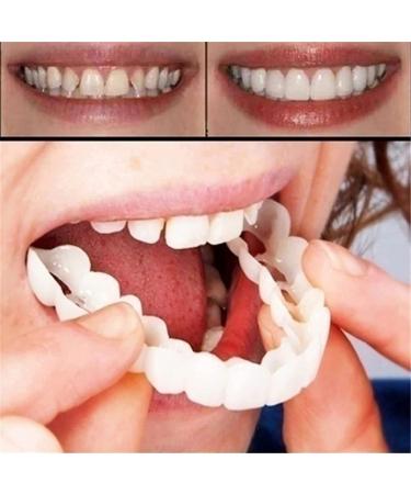 2 Pairs Instant Veneer Dentures Dentures Serrated Dentures Top Bottom Temporary Fake Cosmetic Teeth Straightening Braces Covering Whitening Restoration Kit for Men and Women